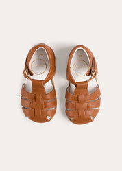 Woven Leather Fisherman Sandals in Brown (21-27EU) Shoes from Pepa London
