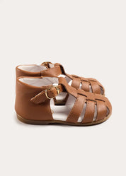 Woven Leather Fisherman Sandals in Brown (21-27EU) Shoes from Pepa London