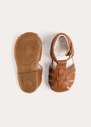 Woven Leather Fisherman Sandals in Brown (21-27EU) Shoes from Pepa London