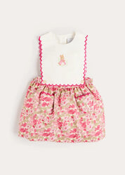 Margret Floral Bunny Embroidered Scallop Detail Pinafore Skirt in Pink (18mths-6yrs) Skirts from Pepa London