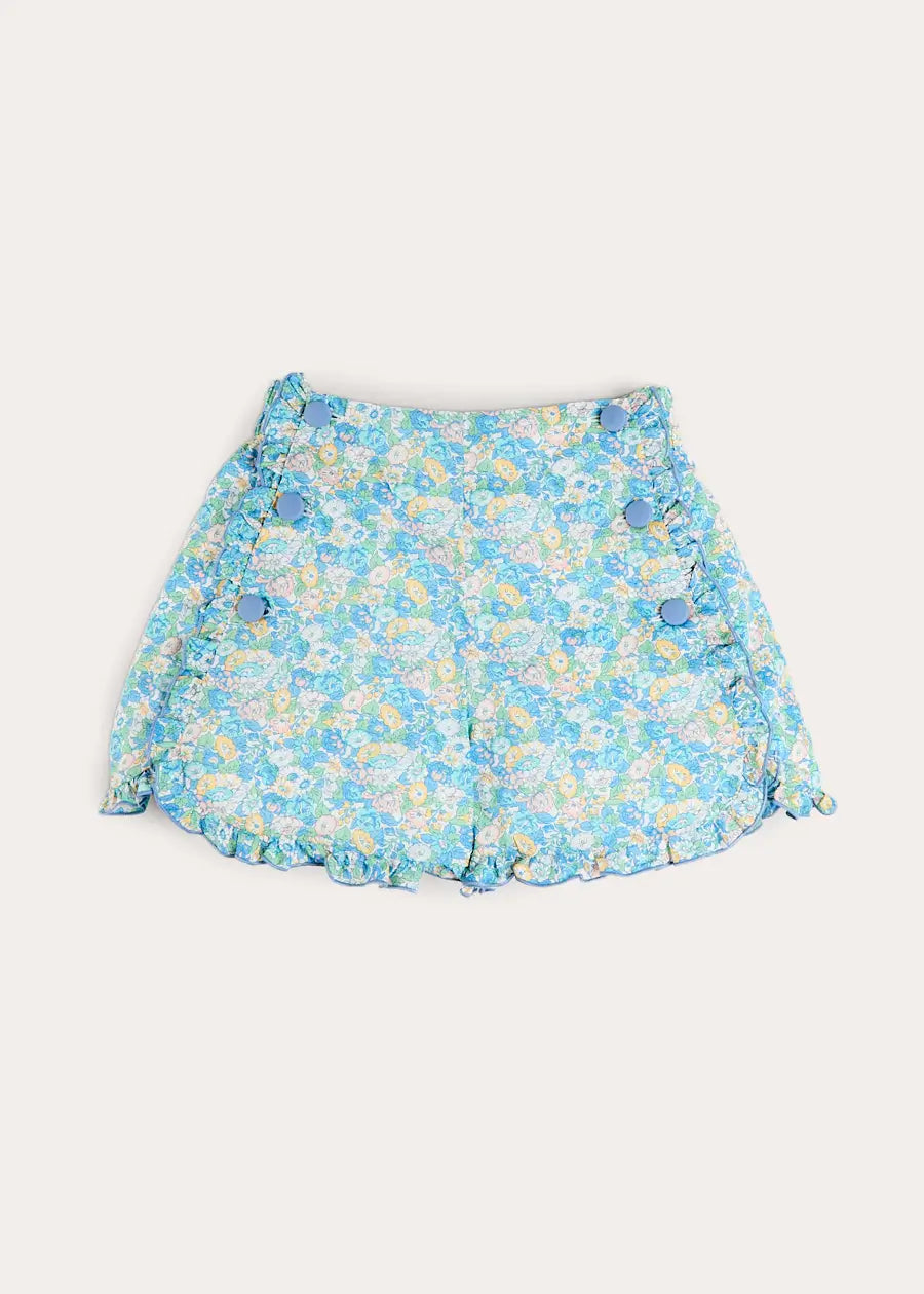 Leontyne Floral High Waisted Shorts in Blue Made with Liberty Fabric (2-12yrs) Shorts from Pepa London