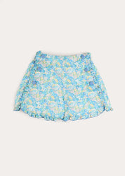 Leontyne Floral High Waisted Shorts in Blue Made with Liberty Fabric (2-12yrs) Shorts from Pepa London