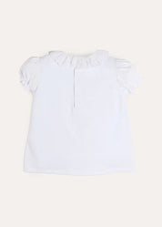 Broderie Anglaise Frill Collar Top in White (2-12yrs) Tops & Bodysuits from Pepa London