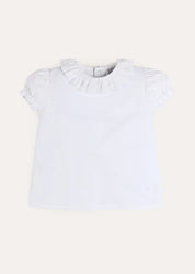 Broderie Anglaise Frill Collar Top in White (2-12yrs) Tops & Bodysuits from Pepa London