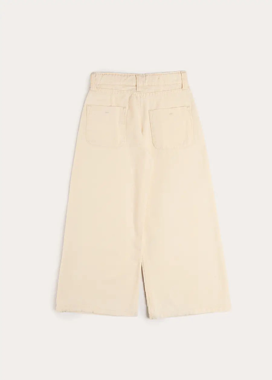 Soft Cotton Wide Leg Trousers in Cream (2-12yrs) Trousers from Pepa London