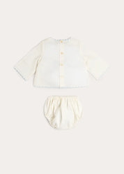 Whale Embroidered Scallop Edge Two Piece Set in Blue (1-6mths) Two Piece Set from Pepa London