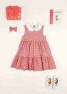 Annie Floral Print Scalloped Collar Sleeveless Dress in Coral (4-10yrs) Dresses  from Pepa London