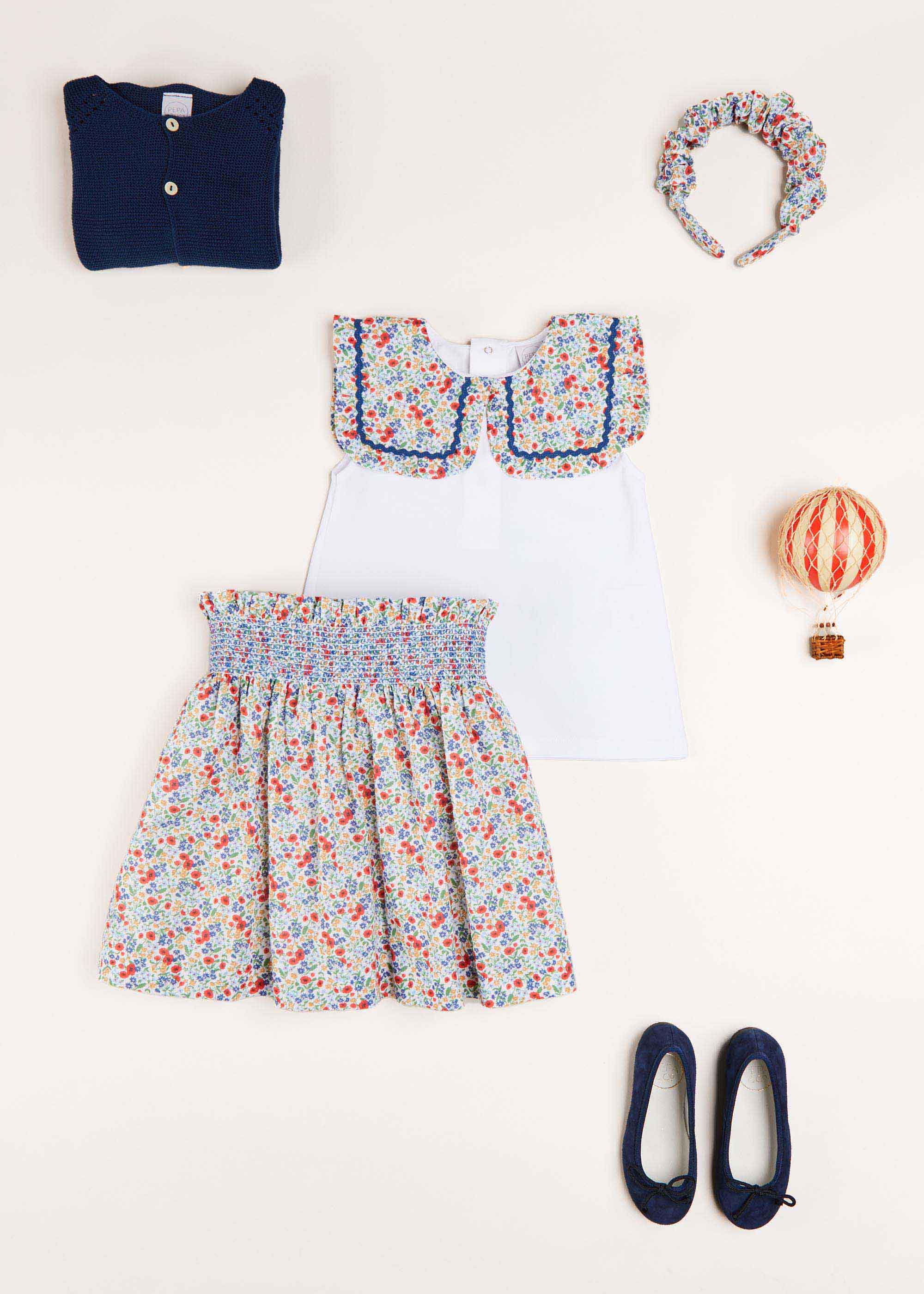 Poppy Floral Print Bib Collar Sleeveless Top in Red (2-10yrs) Tops & Bodysuits  from Pepa London