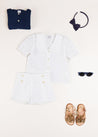 Broderie Anglaise Statement Collar Short Sleeve Blouse in White (4-10yrs) Blouses  from Pepa London