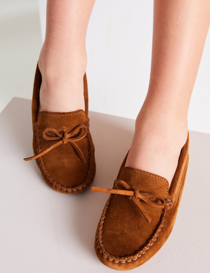 Suede Loafers in Camel Brown (25-34EU) Shoes  from Pepa London