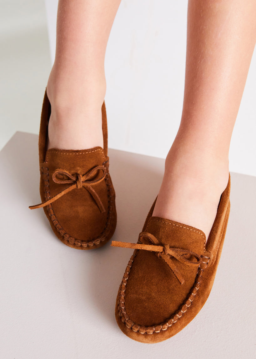 Suede Loafers in Camel Brown (25-34EU) Shoes  from Pepa London