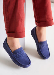 Suede Loafers in French Blue (25-34EU) Shoes  from Pepa London