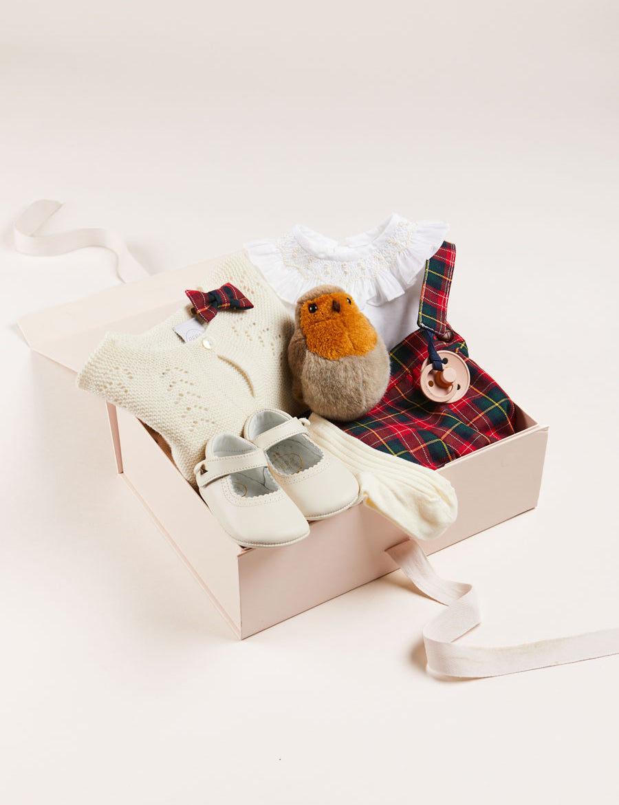 Belgravia Tartan Baby Girl Gift Set in Red Look from Pepa London
