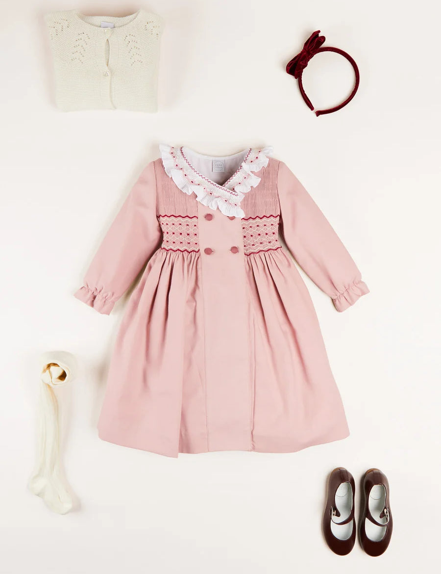 The Pink Hand Smocked Dress Girl Look Look  from Pepa London