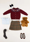 The Classic Burgundy Fair Isle Knitted Cardigan Girl Look Look  from Pepa London