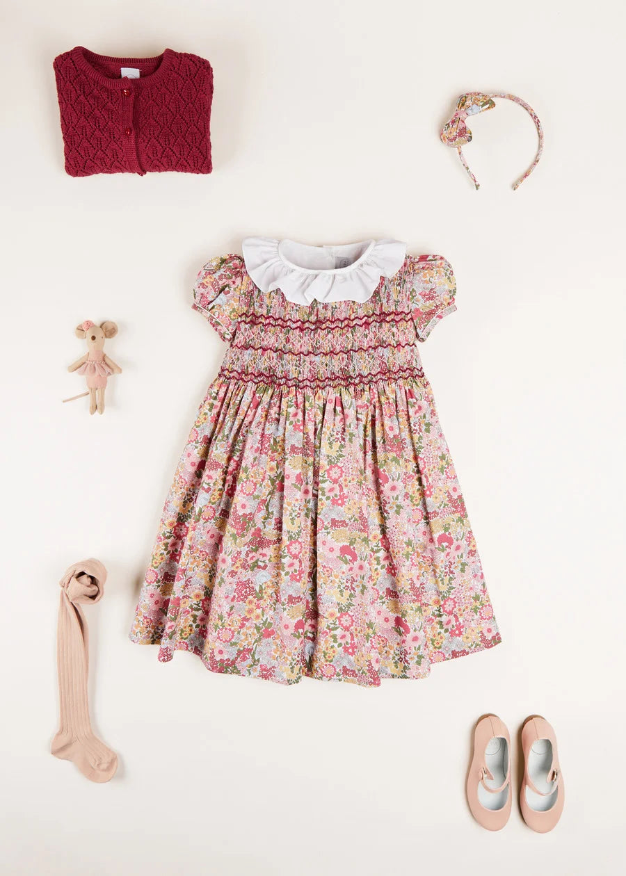 The Florence Floral Hand Smocked Dress Girl Look Look  from Pepa London