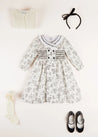 The Black and White Toile Dress Girl Look Look  from Pepa London