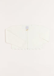 Girls Cropped Celebration Cardigan in Ivory (12mths-10yrs) Knitwear  from Pepa London