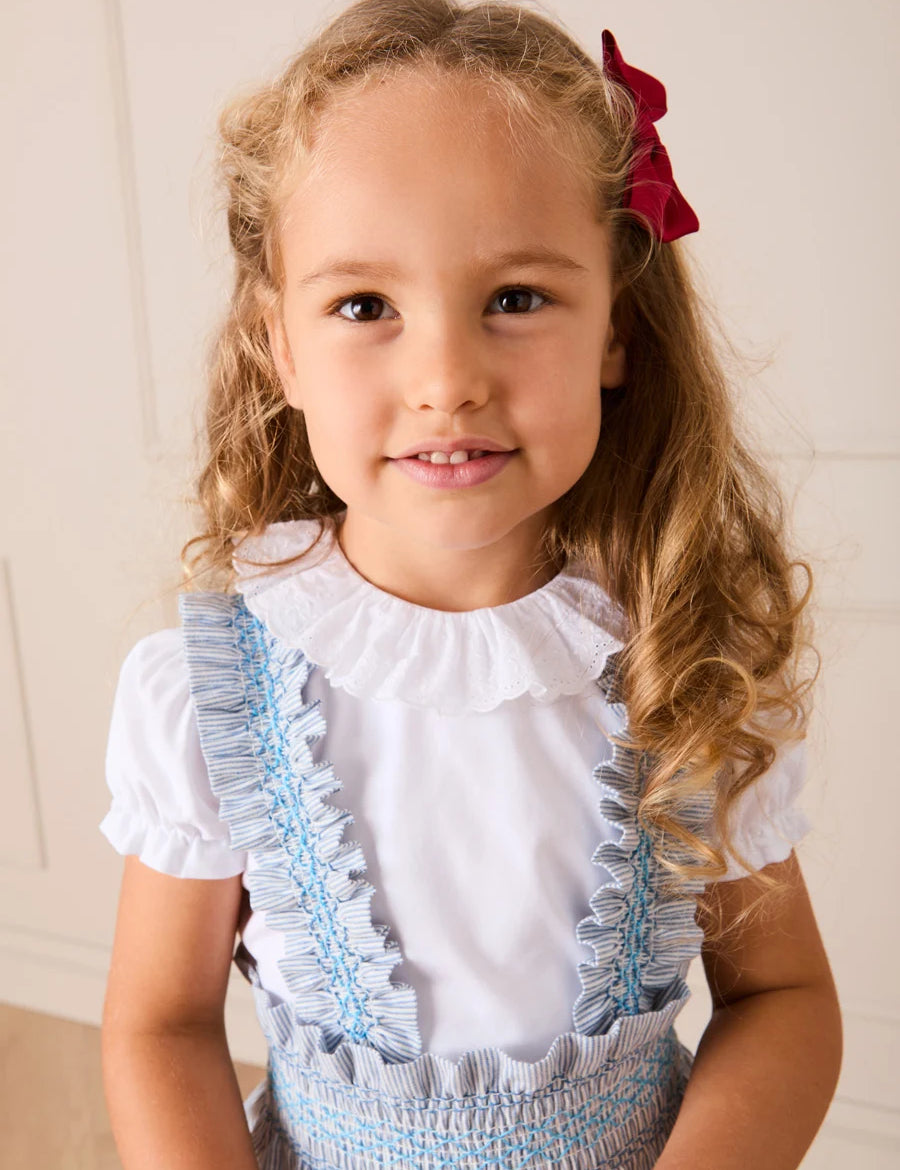 Broderie Anglaise Frill Collar Top in White (2-12yrs) TOPS & BODYSUITS from Pepa London