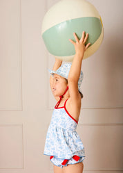 Audrey Toile Beach Hat in Blue (S-L) Accessories from Pepa London