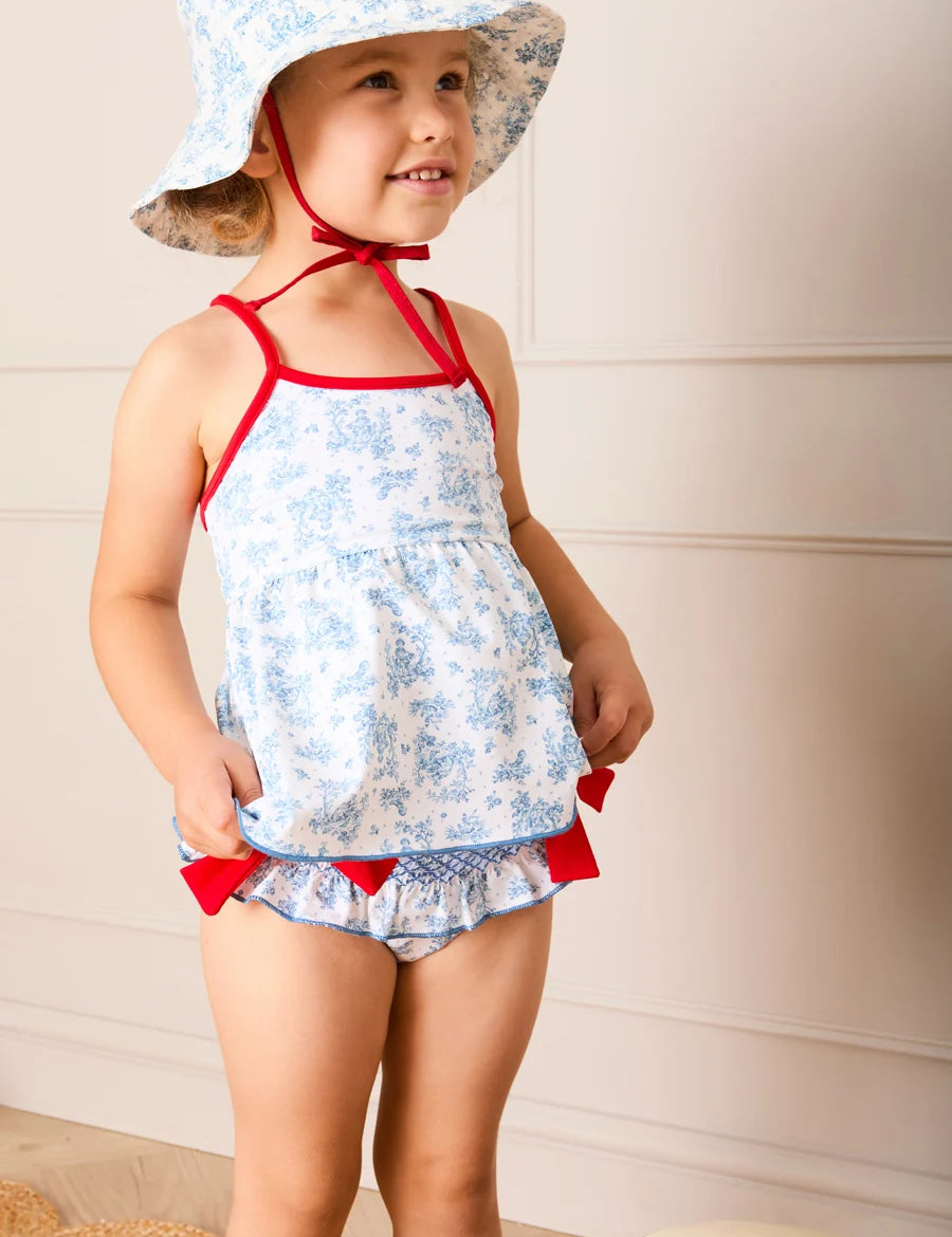 Audrey Toile Beach Hat in Blue (S-L) Accessories from Pepa London