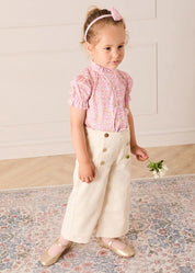 Nellie Floral Mao Collar Romantic Blouse in Pink (18mths-6yrs) Blouses from Pepa London