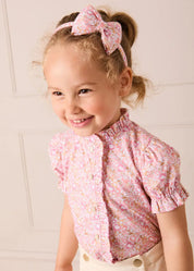 Nellie Floral Medium Bow Hairband in Pink (OS) Hair Accessories from Pepa London