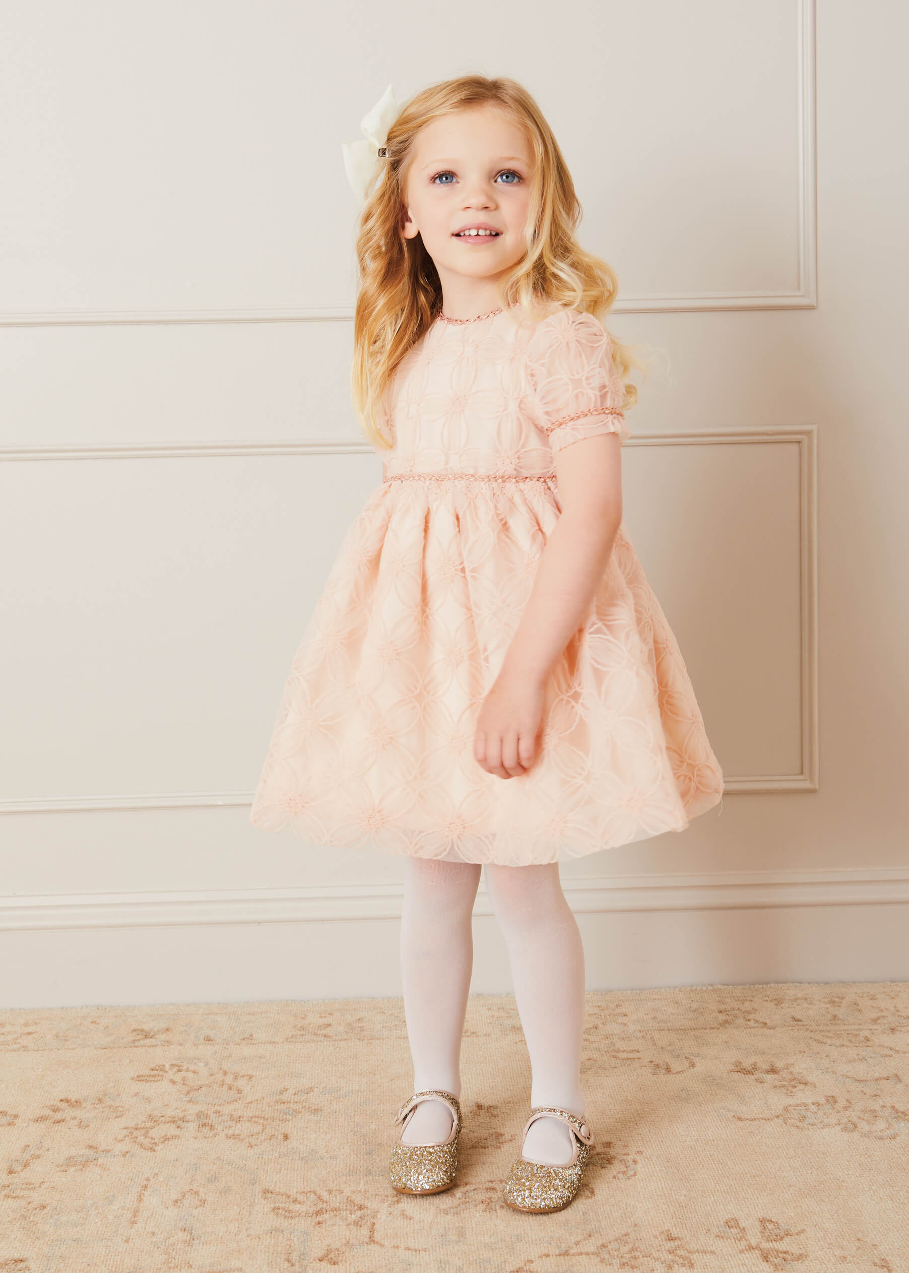 Floral Detail Party Dress In Pink (2-10yrs) DRESSES  from Pepa London