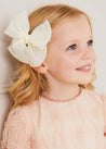 Tulle Long Bow Clip In Cream HAIR ACCESSORIES  from Pepa London