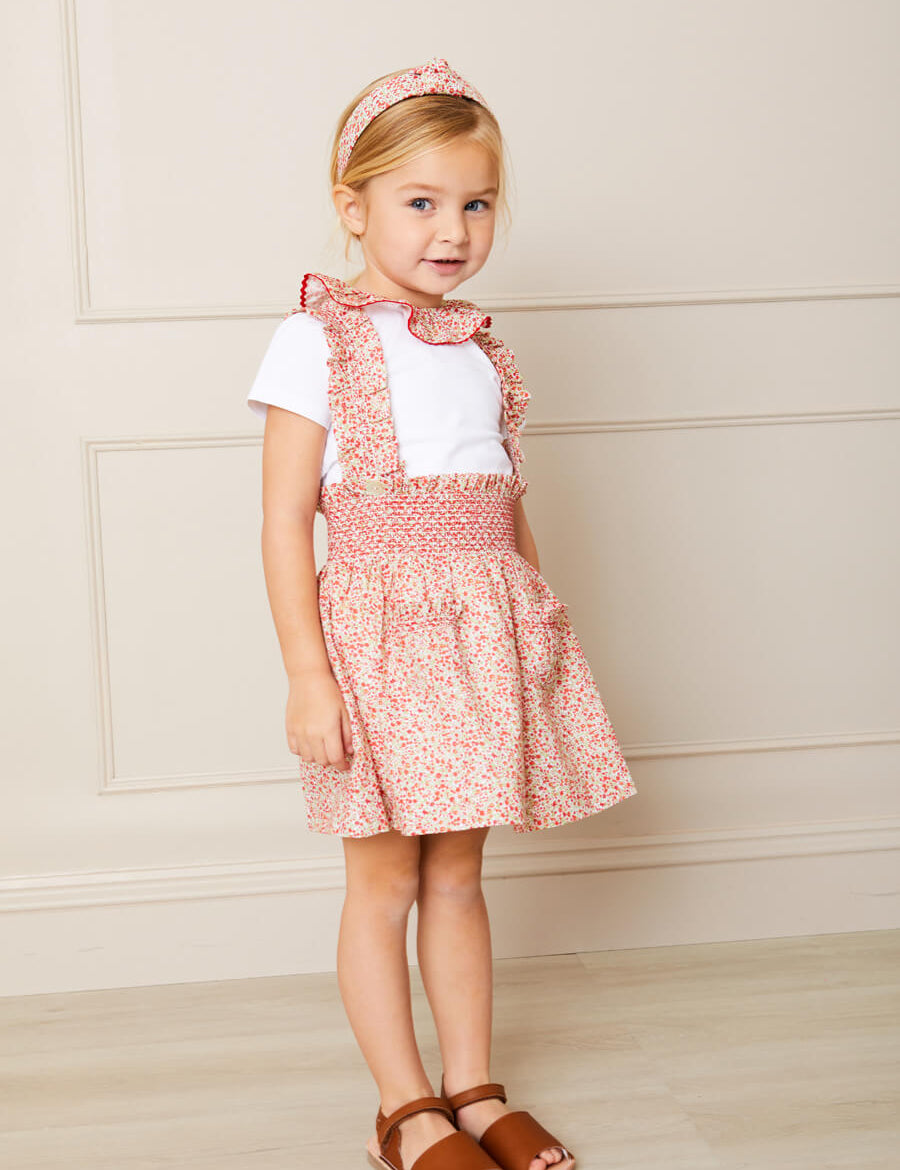 Emma Floral Print Short Sleeve Top in Red (2-10yrs) Tops & Bodysuits  from Pepa London