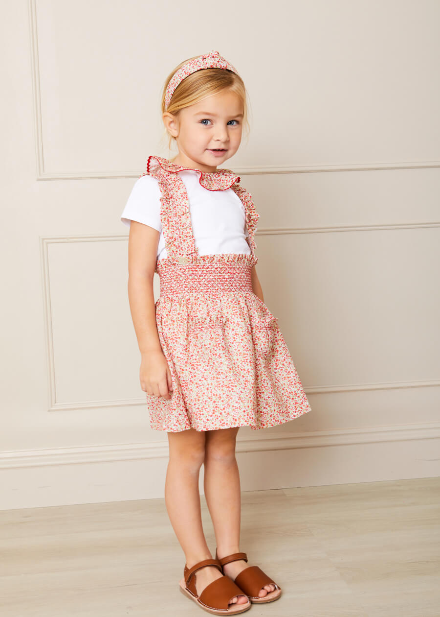 Emma Floral Print Short Sleeve Top in Red (2-10yrs) Tops & Bodysuits  from Pepa London