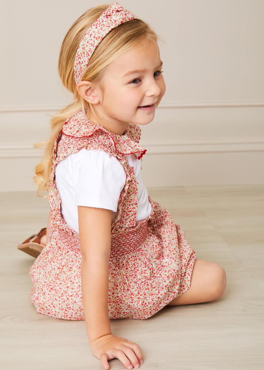 Emma Floral Print Short Sleeve Top in Red (2-10yrs) Tops & Bodysuits  from Pepa London