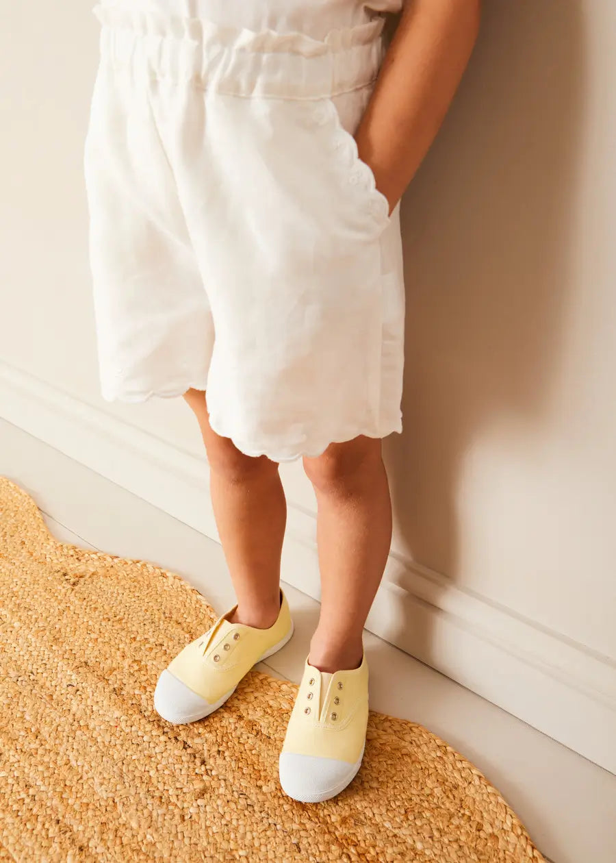 Canvas Plimsolls in Cream (20-35EU) SHOES from Pepa London