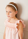 Striped Smock Detail Ruffle Sleeve Blouse in Tangerine (4-10yrs) Blouses  from Pepa London