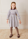 Check Peter Pan Collar Belted Dress In Beige (2-10yrs) DRESSES  from Pepa London