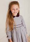 Check Peter Pan Collar Belted Dress In Beige (2-10yrs) DRESSES  from Pepa London