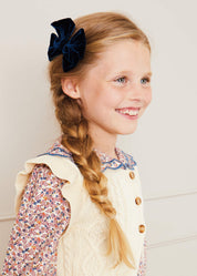 Velvet Big-Bow Clip in Navy Hair Accessories  from Pepa London