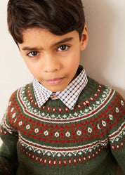 The Green Fair Isle Merino Wool Jumper Boy Look Look  from Pepa London