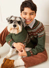 Fair Isle Dog Jumper in Green (S-M) Knitwear  from Pepa London