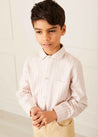 Striped Polo Collar Long Sleeve Shirt in Burgundy (12mths-10yrs) Shirts  from Pepa London