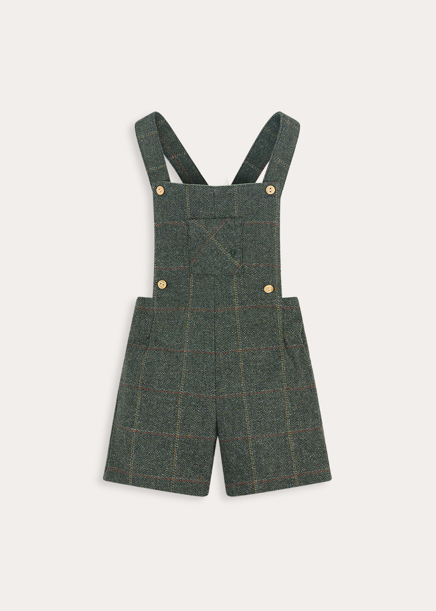 Harrington Tweed Pocket Detail Dungarees in Green (18mths-4yrs)