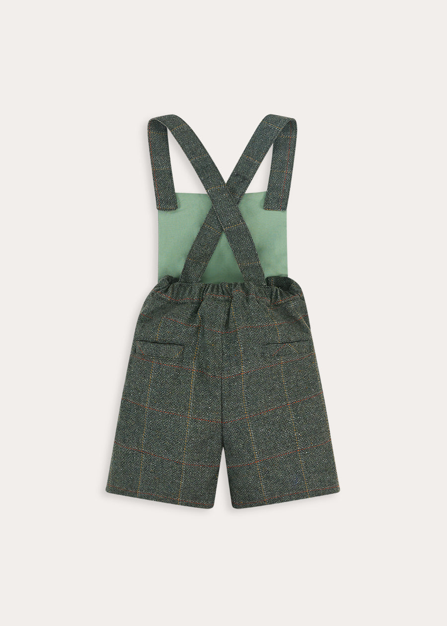 Harrington Tweed Pocket Detail Dungarees in Green (18mths-4yrs)