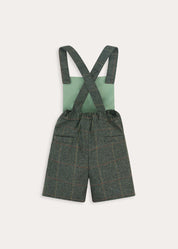 Harrington Tweed Pocket Detail Dungarees in Green (18mths-4yrs)