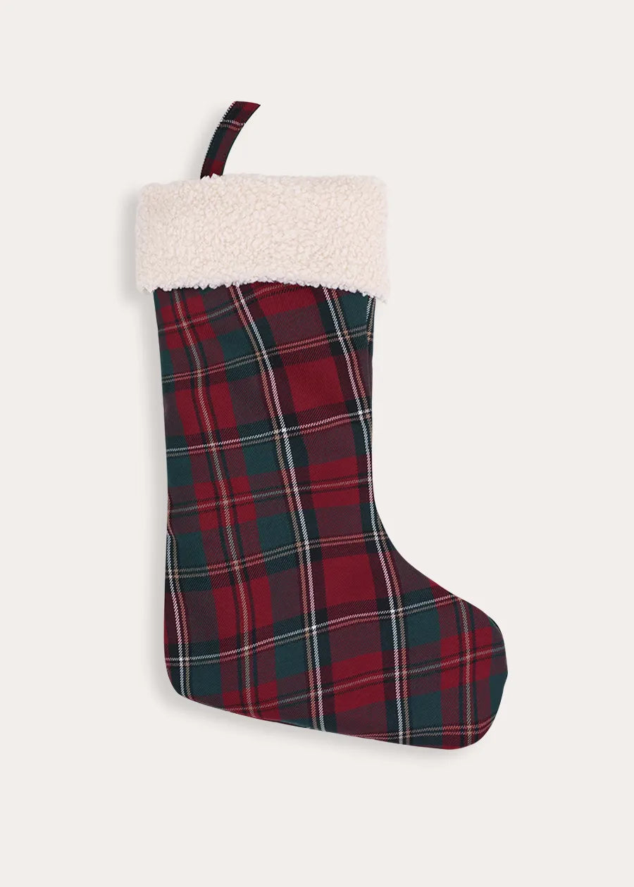 Balmoral Tartan Christmas Stocking in Burgundy Accessories from Pepa London