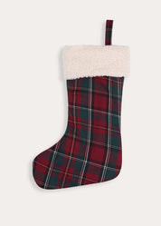 Balmoral Tartan Christmas Stocking in Burgundy Accessories from Pepa London