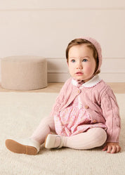 Nellie Floral Hand Smocked Long Sleeve Romper in Pink (6mths-2yrs) Rompers from Pepa London