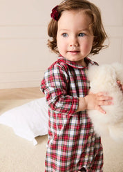 Francis Tartan Long Sleeve All In One Pyjama in Red (6mths-3yrs)