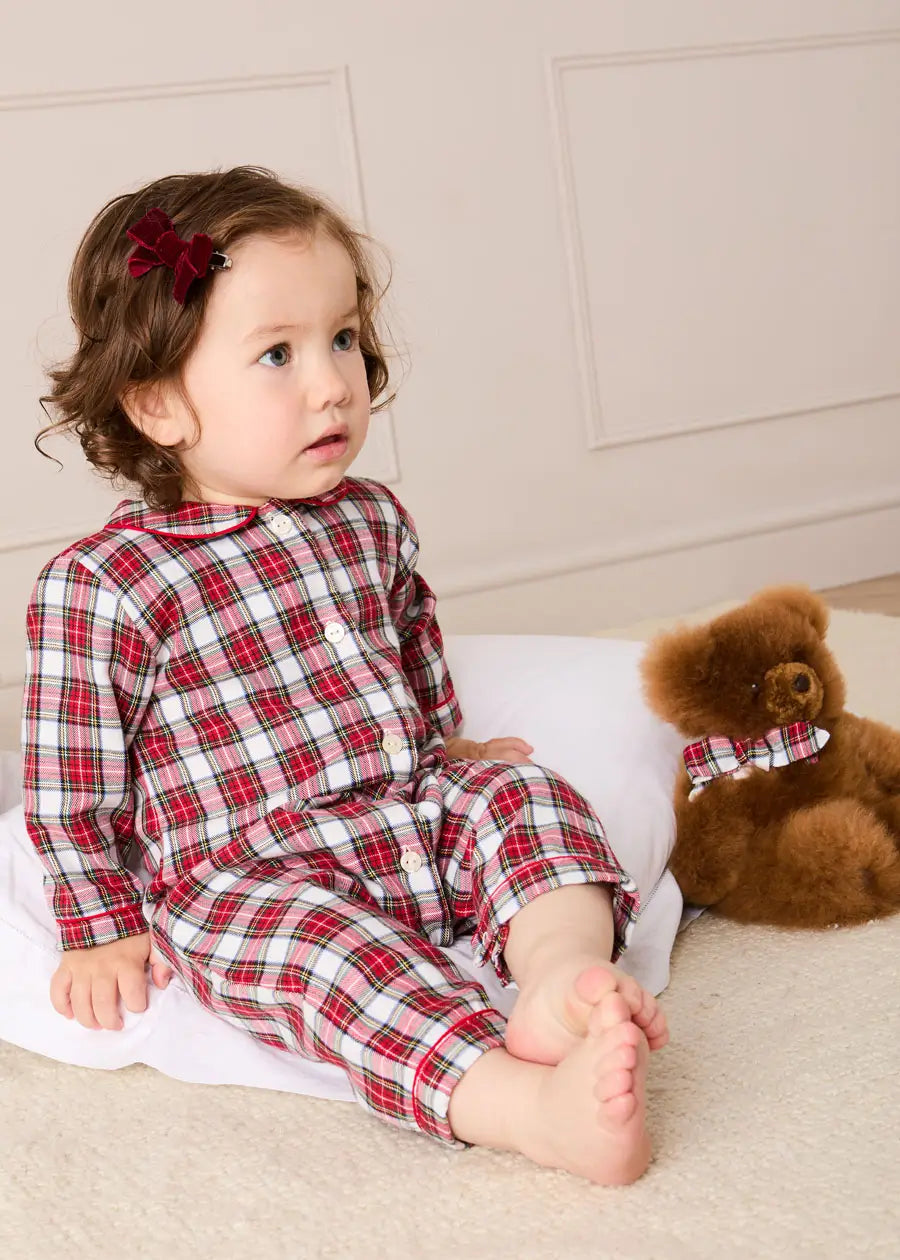 Francis Tartan Long Sleeve All In One Pyjama in Red (6mths-3yrs)