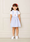 Nautical Striped Boat Embroidered Skirt with Braces in Blue (18mths-4yrs) Skirts  from Pepa London