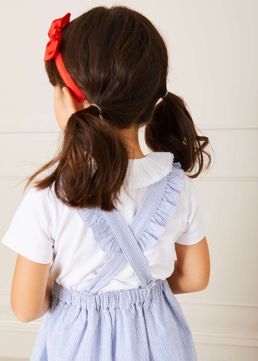 Nautical Striped Boat Embroidered Skirt with Braces in Blue (18mths-4yrs) Skirts  from Pepa London